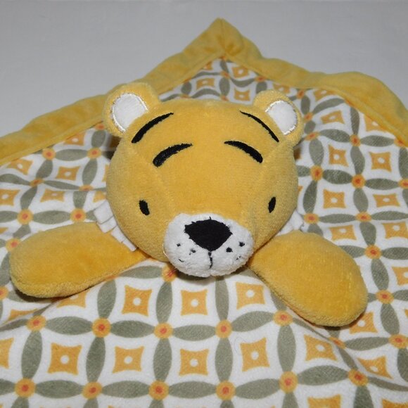 Levtex Baby Yelllow Gray Tiger Plush Security blanket Baby lovey nunu Soother - Picture 5 of 6